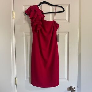 New NWT Vince Camuto Red Cocktail Dress with Ruffle strap